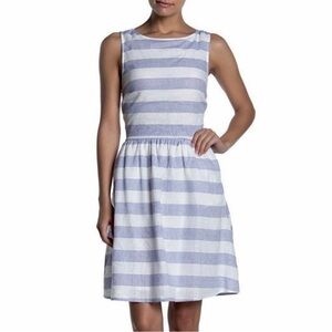 Beach Lunch Lounge Ayesha Cotton Linen Blend Dress Blue White Stripes Medium NWT